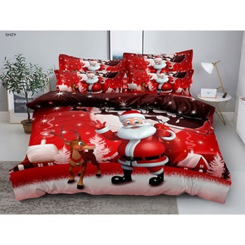 Set lenjerie de pat 2 persoane (180x200 cm) cu imprimeu de Craciun „Santa with Reindeer” (6 piese) Set lenjerie de pat 2 persoane (180x200 cm) cu imprimeu de Craciun „Santa with Reindeer” (6 piese)