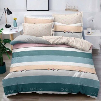 Lenjerie de pat dublu din Bumbac Satinat, 4 piese Syggy Multicolor Lines 235 x 240 Lenjerie de pat dublu din Bumbac Satinat, 4 piese Syggy Multicolor Lines 235 x 240