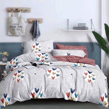 Lenjerie de pat dublu din Bumbac Satinat, 4 piese Syggy Hearts Gri 235 x 240 Lenjerie de pat dublu din Bumbac Satinat, 4 piese Syggy Hearts Gri 235 x 240