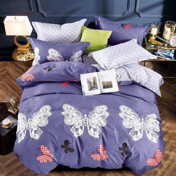 Lenjerie de pat dublu din Bumbac Satinat, 4 piese Syggy Fluturi Mov 235 x 240 Lenjerie de pat dublu din Bumbac Satinat, 4 piese Syggy Fluturi Mov 235 x 240