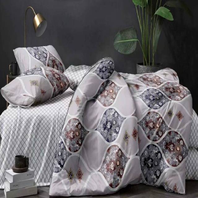 Lenjerie de pat dublu din Bumbac Satinat, 4 piese Syggy Classic Grey 235 x 240