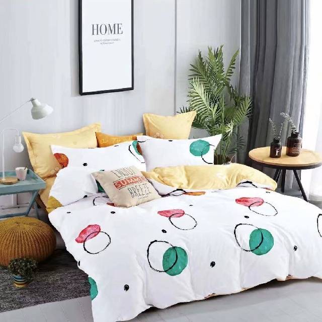 Lenjerie de pat dublu din Bumbac Satinat, 4 piese Syggy Circles 235 x 240