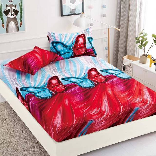 Husa de pat, 3 piese din Bumbac Finet, Syggy Fluture Ar 140-180 x 200