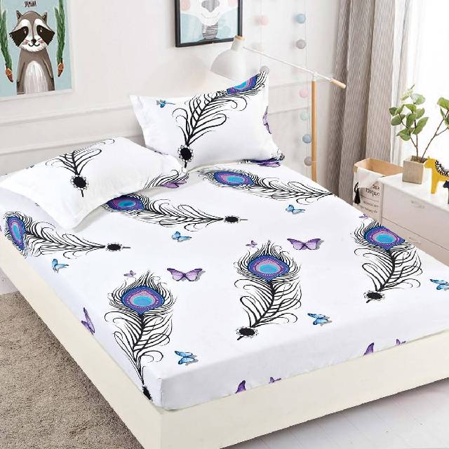 Husa de pat, 3 piese din Bumbac Finet, Syggy Pana Albastra 140-180 x 200