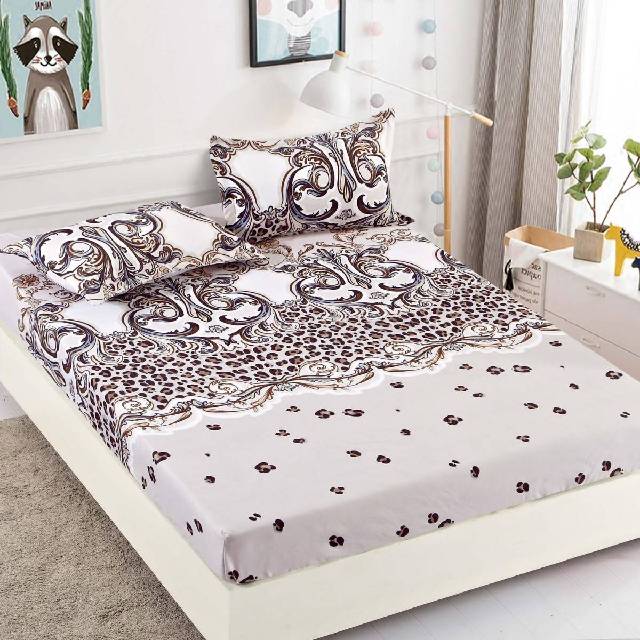 Husa de pat, 3 piese din Bumbac Finet, Syggy Grey Motif 140-180 x 200