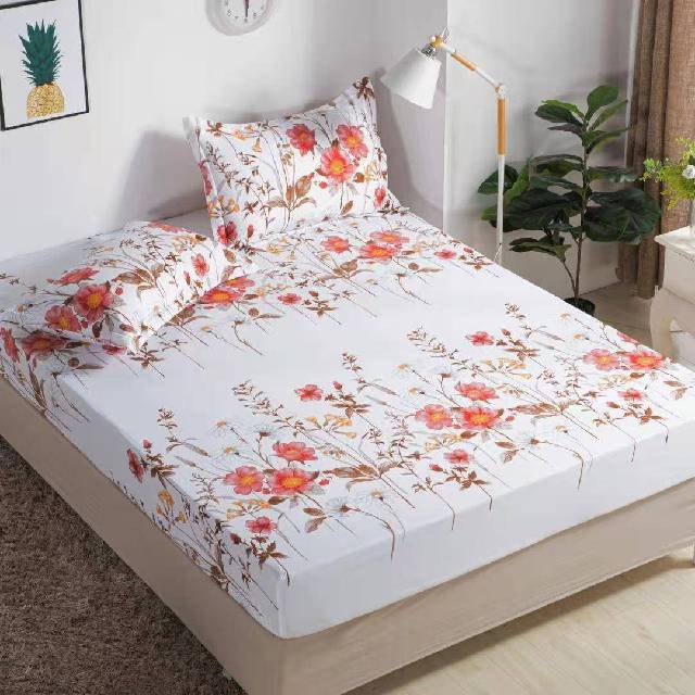 Husa de pat, 3 piese din Bumbac Finet, Syggy Flori P 140-180 x 200