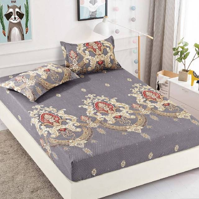 Husa de pat, 3 piese din Bumbac Finet, Syggy Motive Gri 140-180 x 200