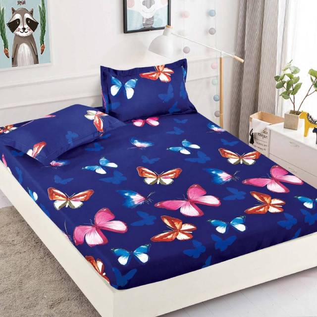 Husa de pat, 3 piese din Bumbac Finet, Syggy Fluture 140-180 x 200