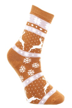 Sosete dama, lungi, flausate, imprimeu reni, 36-39, Bej Sosete dama, lungi, flausate, imprimeu reni, 36-39, Bej