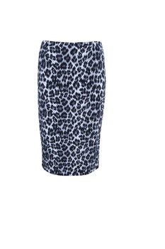 Fusta cu animal print, Pinko, Alb/Negru, marimea 42 Fusta cu animal print, Pinko, Alb/Negru, marimea 42