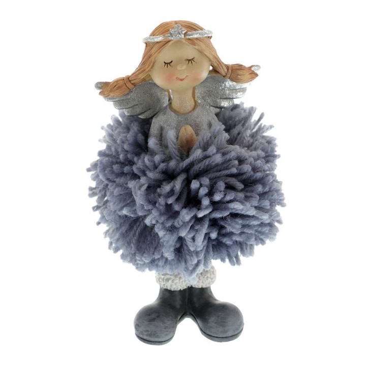 Figurina Inger Gri cu Fustita Pom-Pom 15 cm