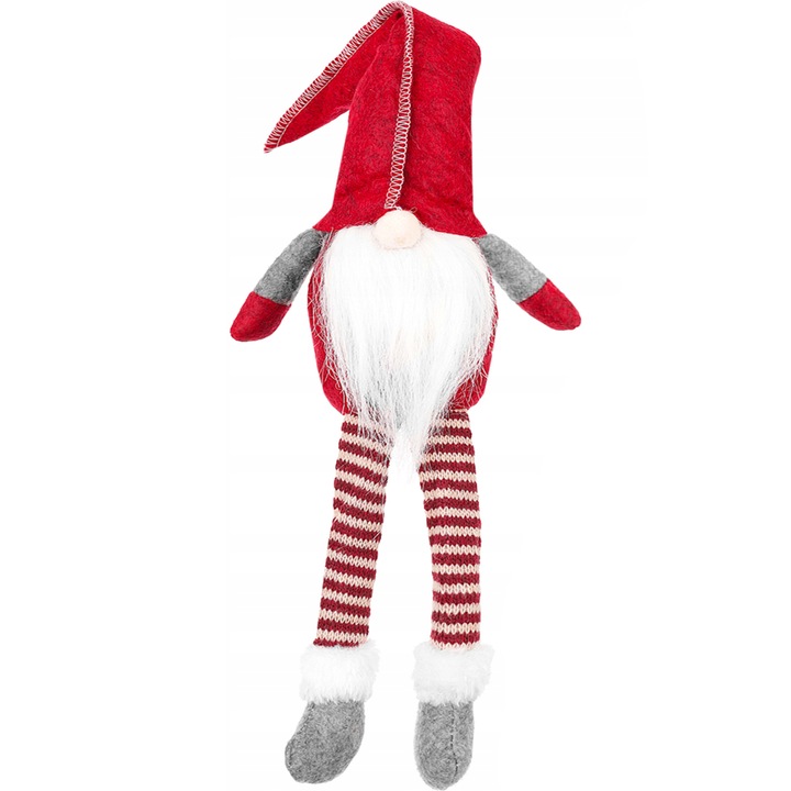 Figurina decorativa, pentru Craciun, Zola®, Spiridus, picioare lungi, 50x14 cm, rosu