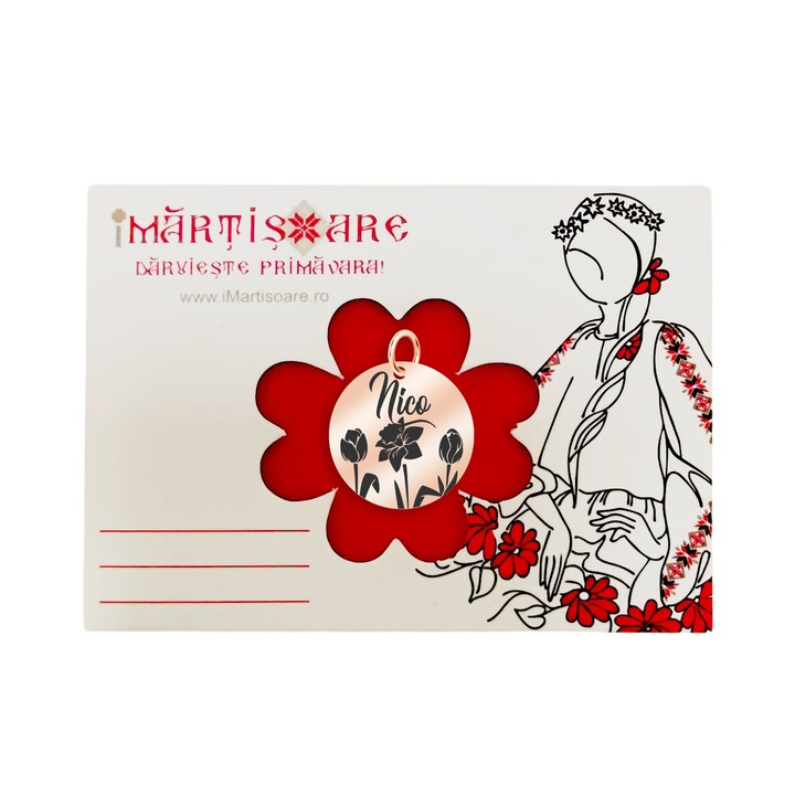 Martisor Pandantiv Inox Banut Rose Gold Nume Nico