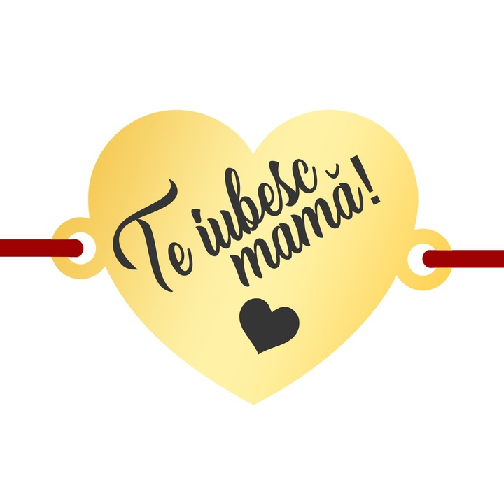 Martisor Bratara Inox Inima Aurie Te Iubesc Mama Inima