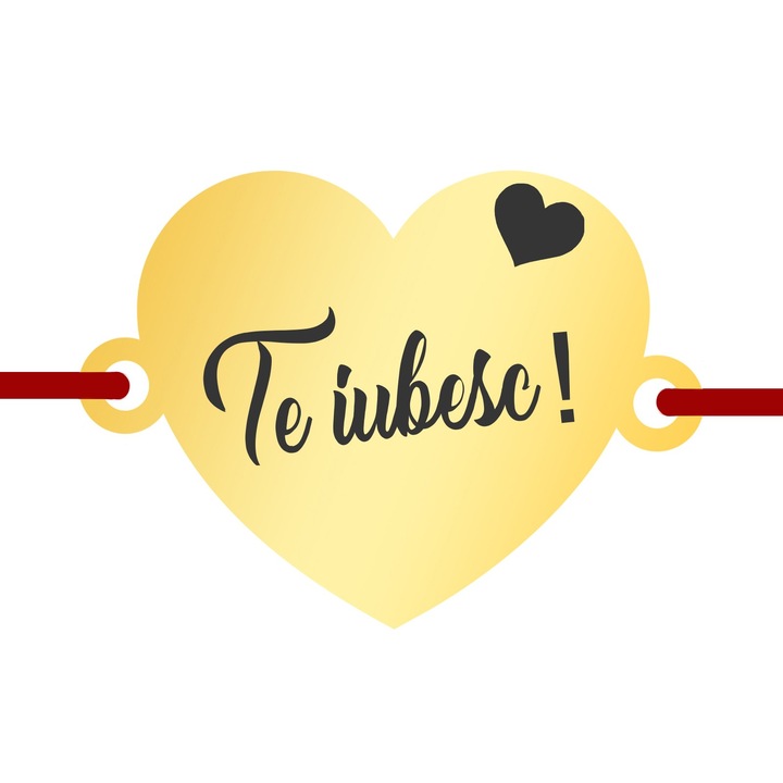 Martisor Bratara Inox Inima Aurie Te Iubesc