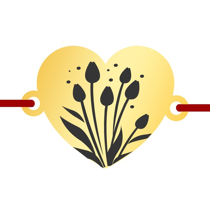 Martisor Bratara Inox Inima Aurie Lalele Elegante