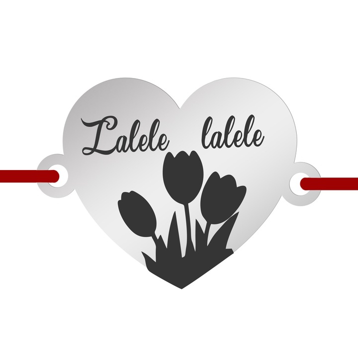 Martisor Bratara Inox Inima Argintie Lalele Lalele