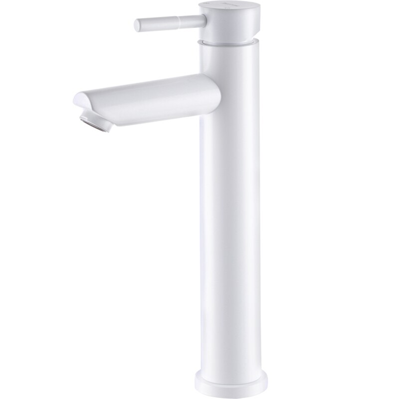 Baterie chiuveta baie ZAFIT™ LUX-80, pipa inalta 295 mm, otel inoxidabil, cartus ceramic, monocomanda, racorduri flexibile incluse, Alb lucios