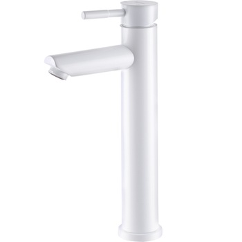 Baterie chiuveta baie ZAFIT™ LUX-80, pipa inalta 295 mm, otel inoxidabil, cartus ceramic, monocomanda, racorduri flexibile incluse, Alb lucios Baterie chiuveta baie ZAFIT™ LUX-80, pipa inalta 295 mm, otel inoxidabil, cartus ceramic, monocomanda, racorduri flexibile incluse, Alb lucios