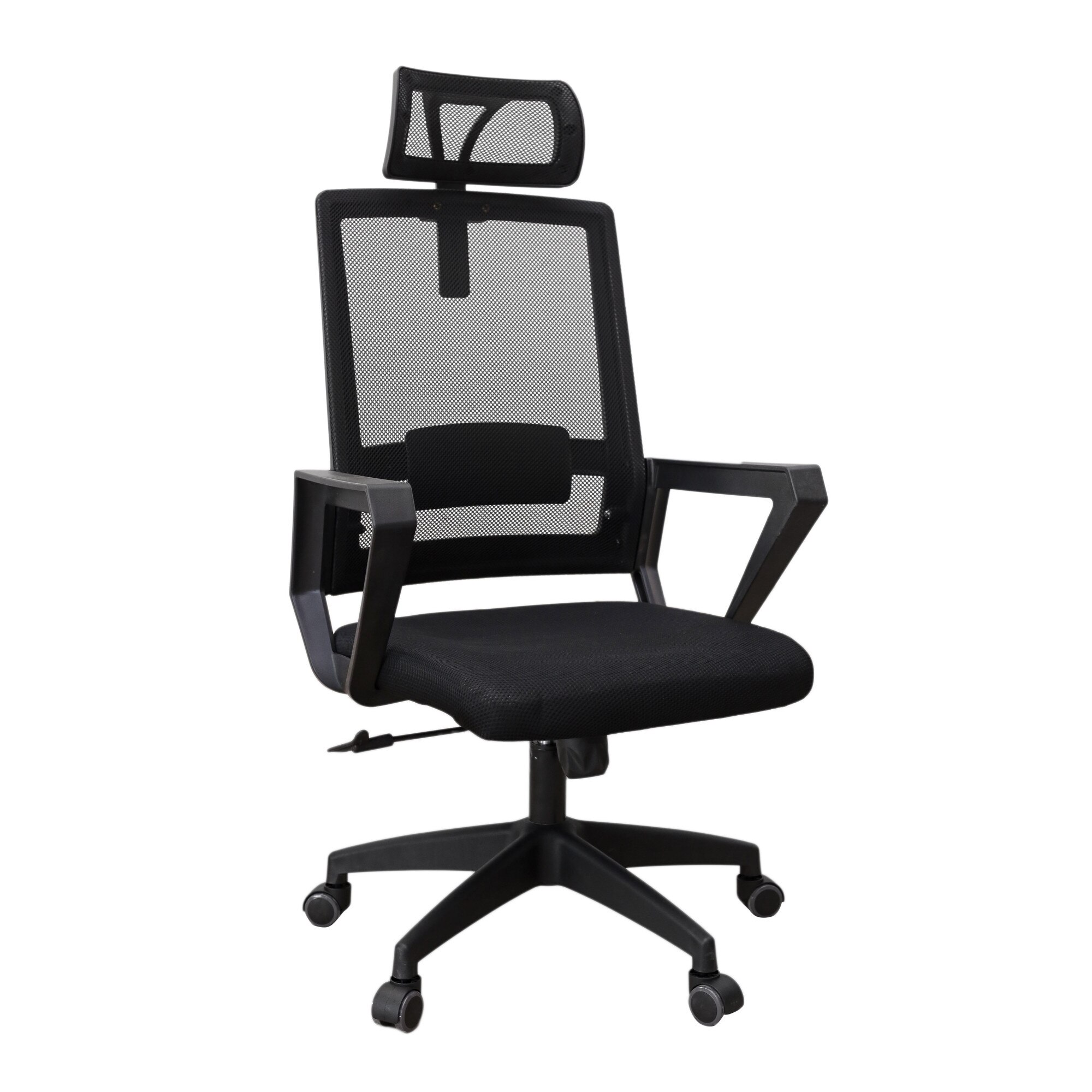 Scaun de birou Ergo, tetiera reglabila, mesh, negru