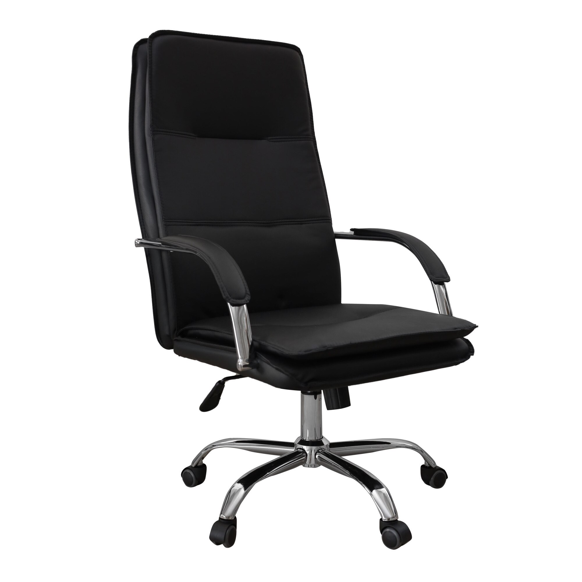 Scaun directorial Odin, baza cromata, piele ecologica, negru