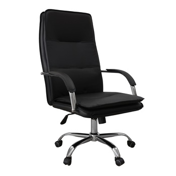 Scaun directorial Odin, baza cromata, piele ecologica, negru Scaun directorial Odin, baza cromata, piele ecologica, negru