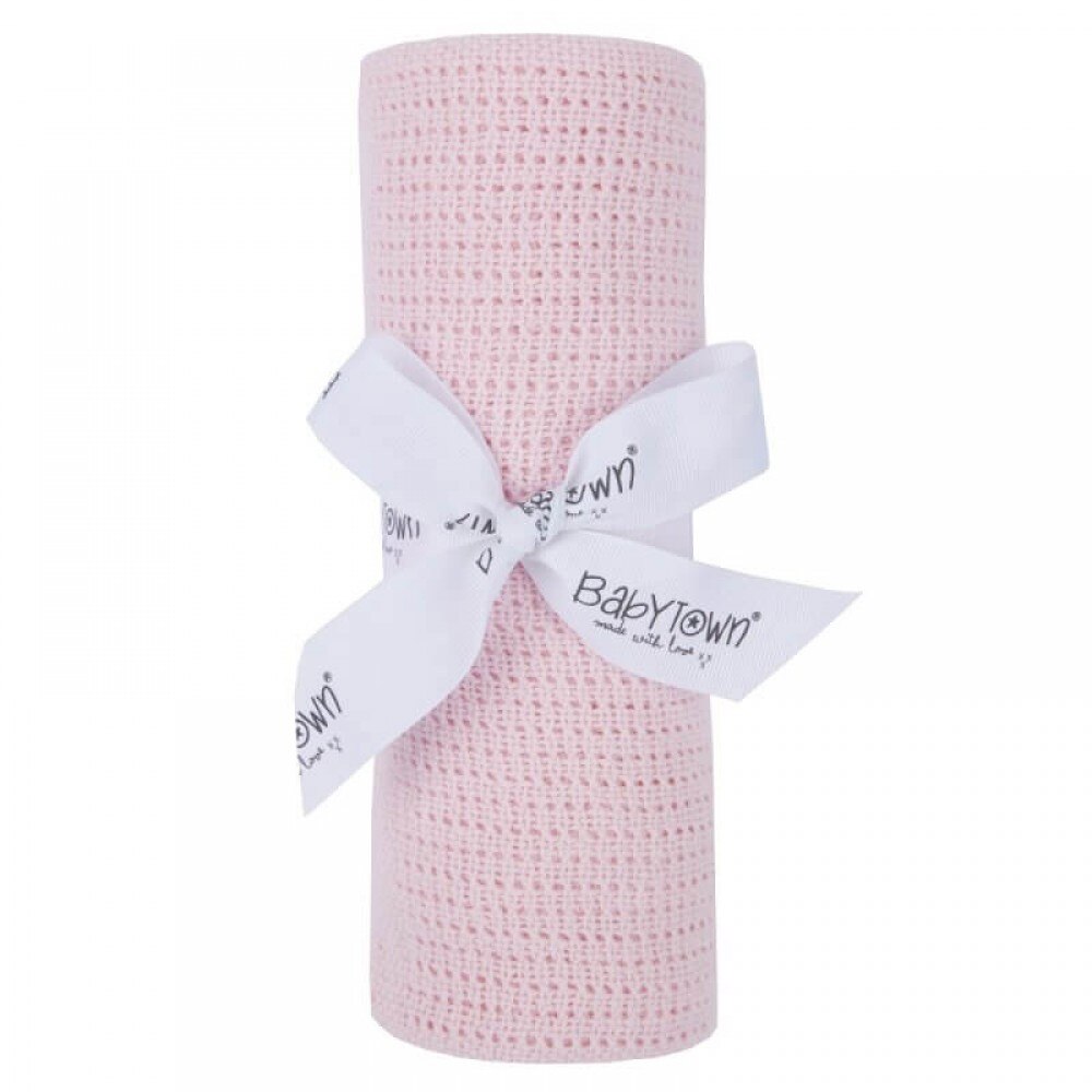 Paturica celulara din bumbac Baby Town, roz
