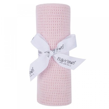 Paturica celulara din bumbac Baby Town, roz Paturica celulara din bumbac Baby Town, roz