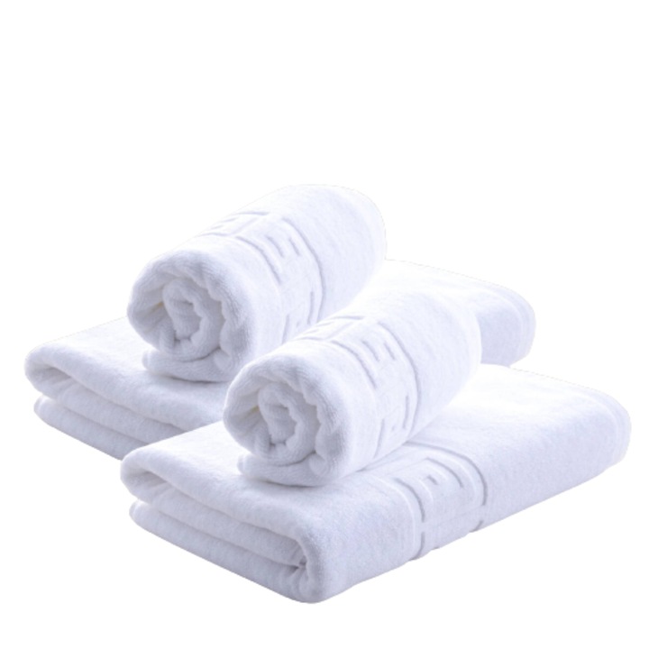 Комплект 4 кърпи цвят гръцка граница, 50x90см/70x140см, бели, 100% памук