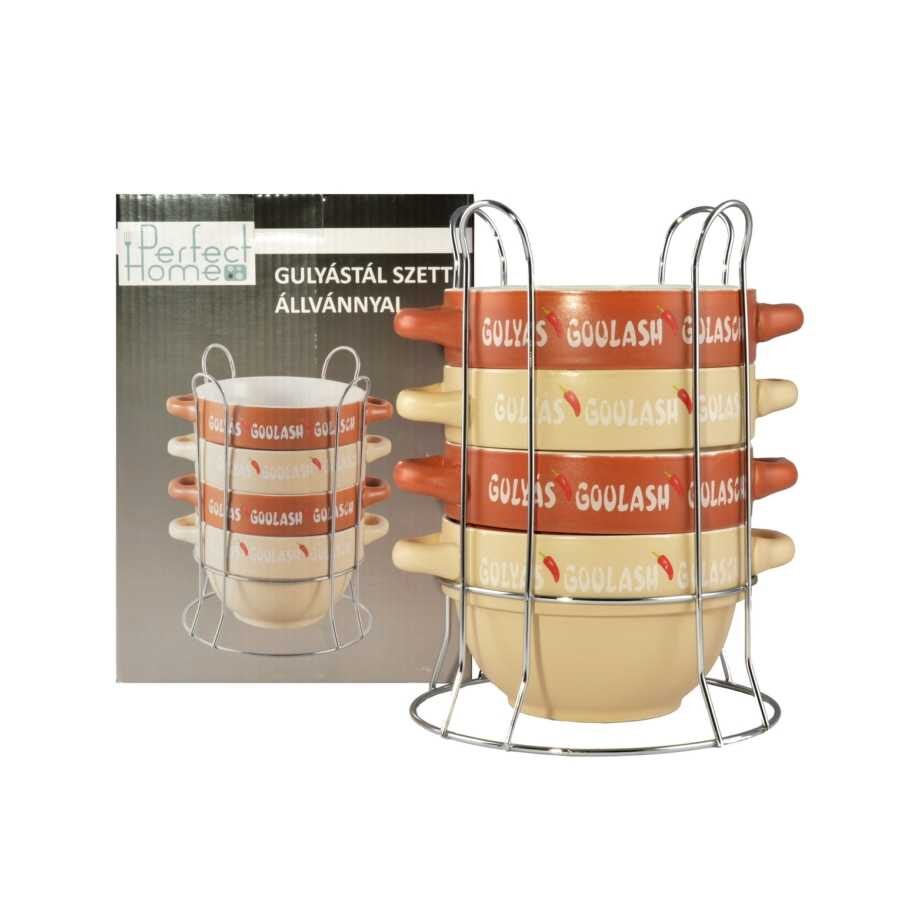 Perfect Home Set de 4 boluri de ceramică suport 14x9.5cm, 750 ml