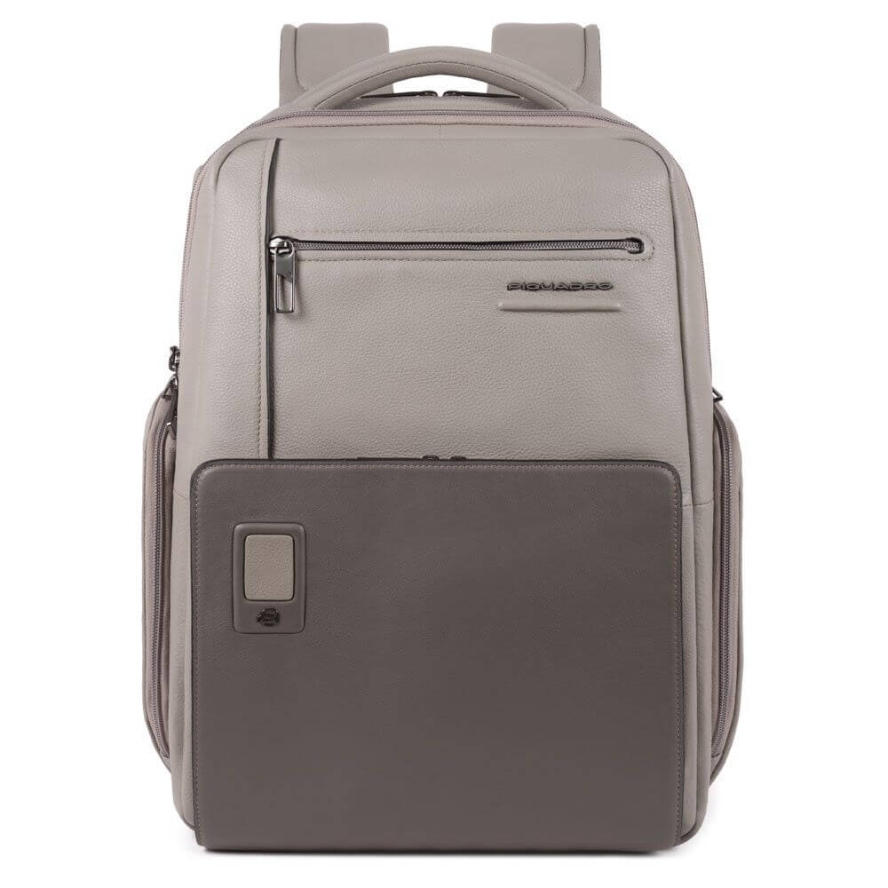 Rucsac PIQUADRO din piele naturala, portlaptop 15,6'', sistem antifurt si fast check, gri, CA5104AO