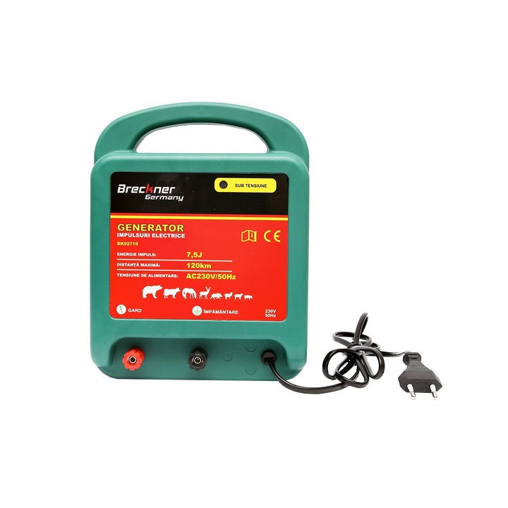 Aparat generator de impulsuri AC230V/50Hz 7.5 Joule, 120km pentru gard electric Breckner Germany