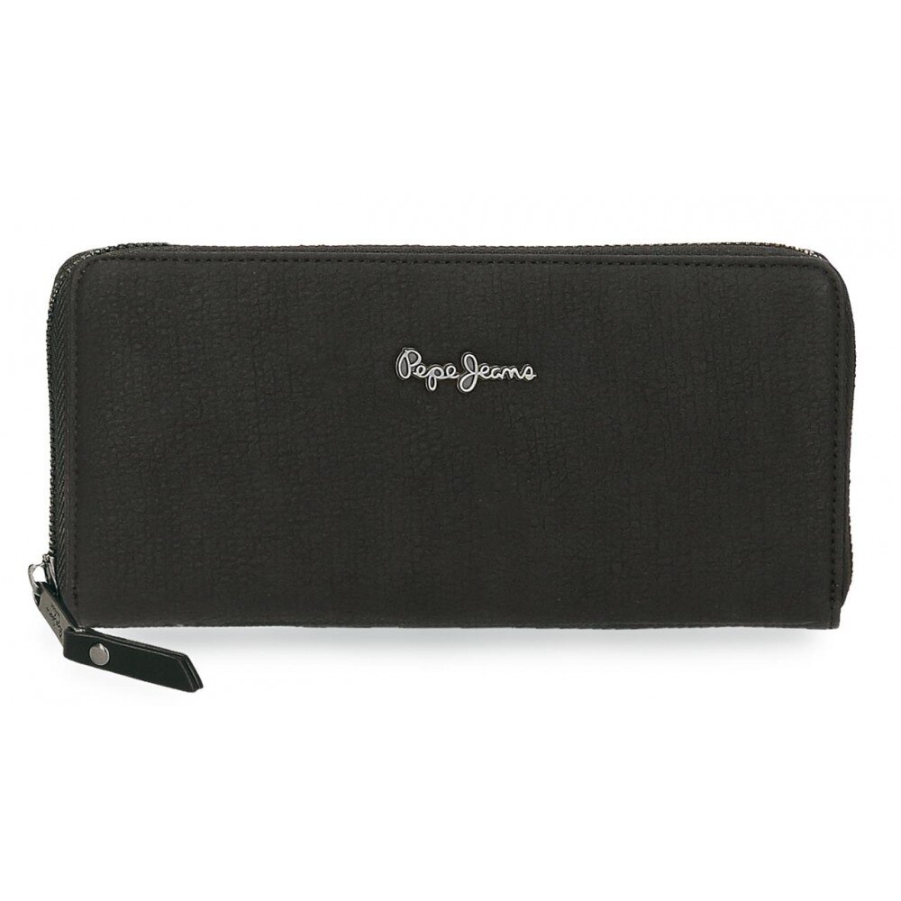 Portofel dama cu fermoar Pepe Jeans Aure, negru, 20x10x2 cm