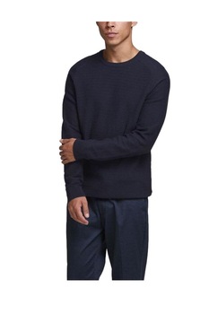 Pulover barbati Jack & Jones Textured Crew NC, Albastru inchis, L Pulover barbati Jack & Jones Textured Crew NC, Albastru inchis, L