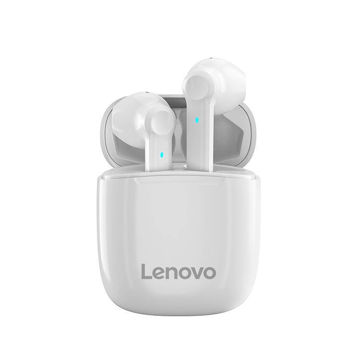 Безжични слушалки Lenovo, XT89, Bluetooth 5.0, намаляване на шума, бели