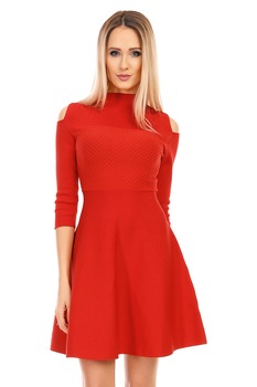 Rochie babydoll cu umerii goi, Rosu Rochie babydoll cu umerii goi, Rosu