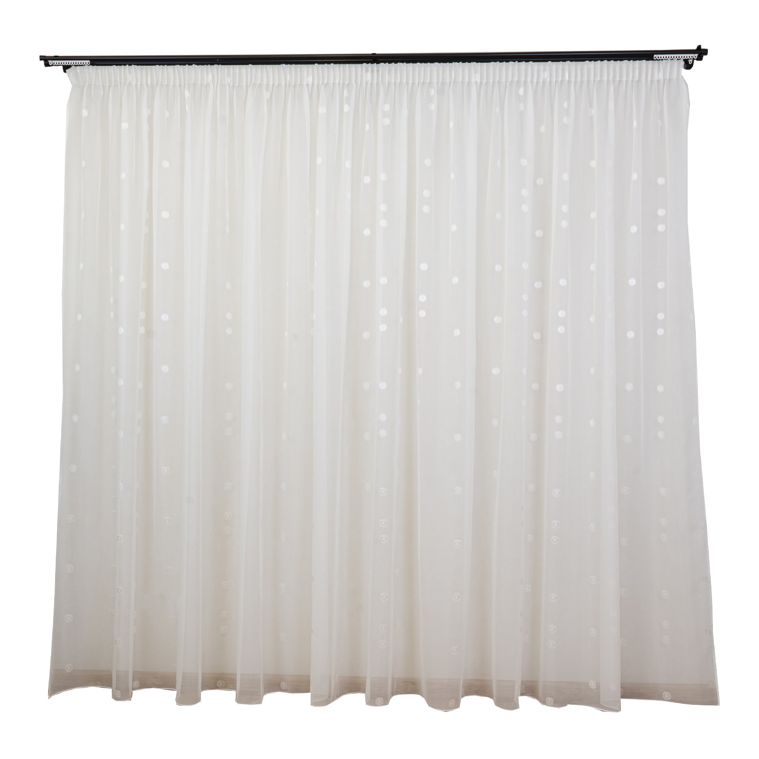 Perdea Hiko ivoire Garden floricele 300x245cm, cu rejansa