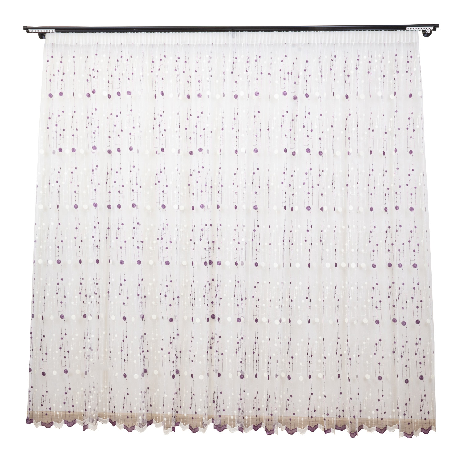 Perdea nesifonabila, brodata Hiko Dots mov 200x245cm, cu rejansa
