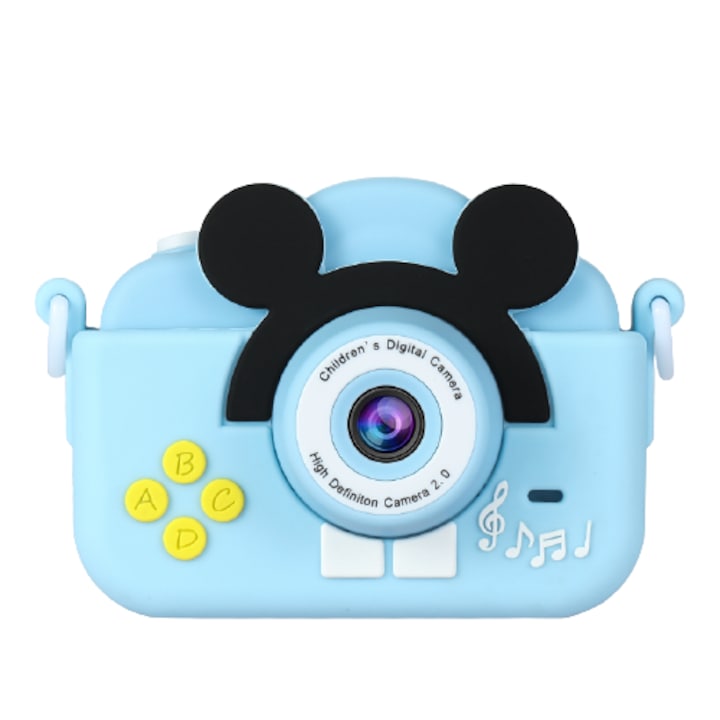 Детска фото/видео камера DacEnergy, 2.0 инча, LCD екран, Син, 5 игри, 2MP, 1080p Full HD видео, Tворчески филтър