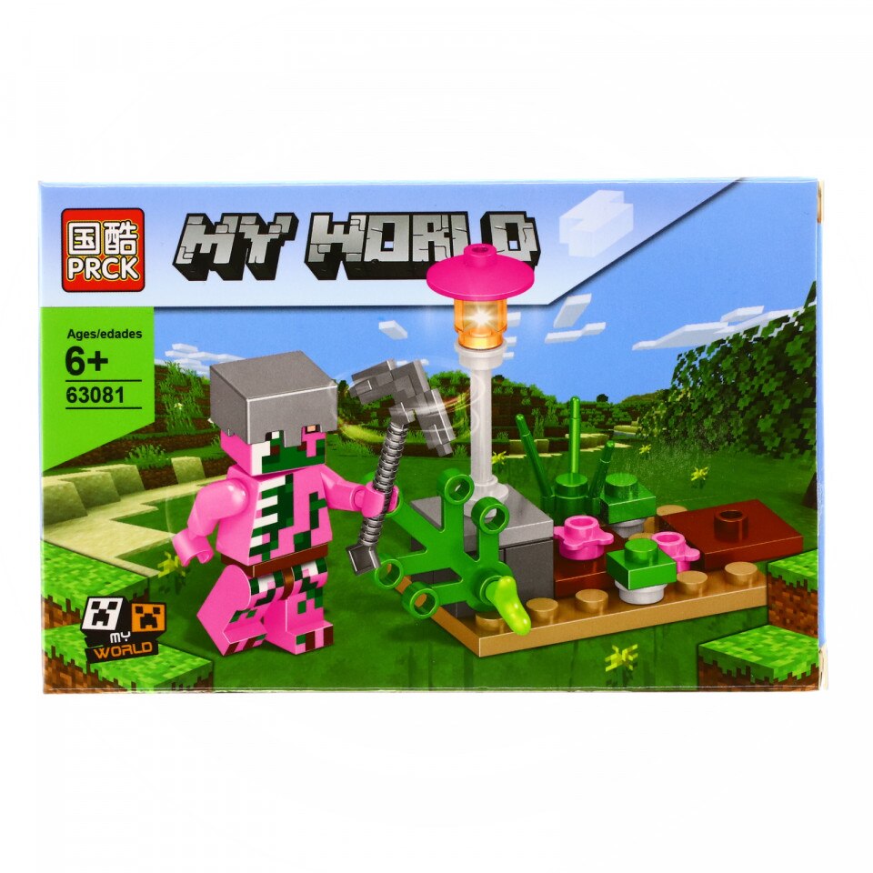 Set de constructie, Minecraft si oponentul roz, 25 piese - eMAG.ro