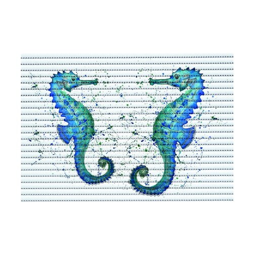 Covoras baie Deco, model calut de mare, albastru, dimensiuni 48 x 80 cm