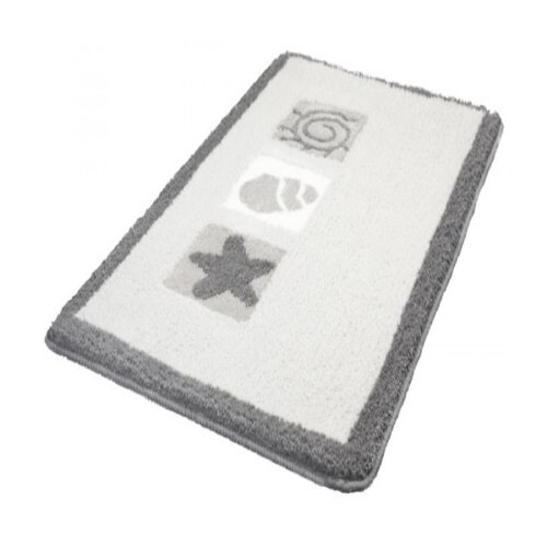 Covoras baie Deco, model marin, culoare alb si gri, diemnsiuni 60 x 100 cm