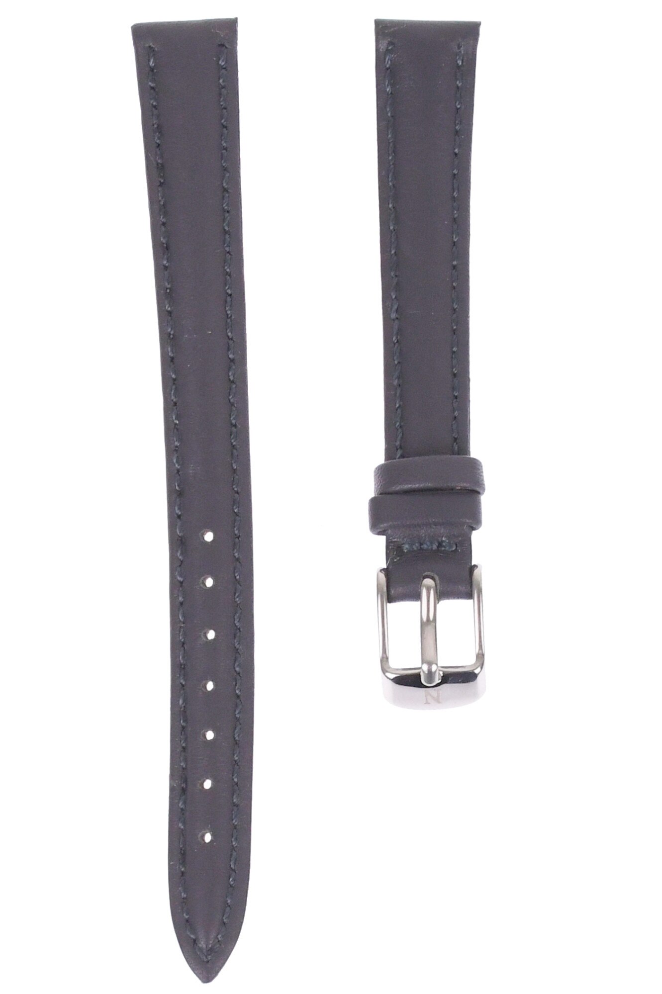 Curea de ceas din piele mata, 10 mm x 16 cm, gri inchis