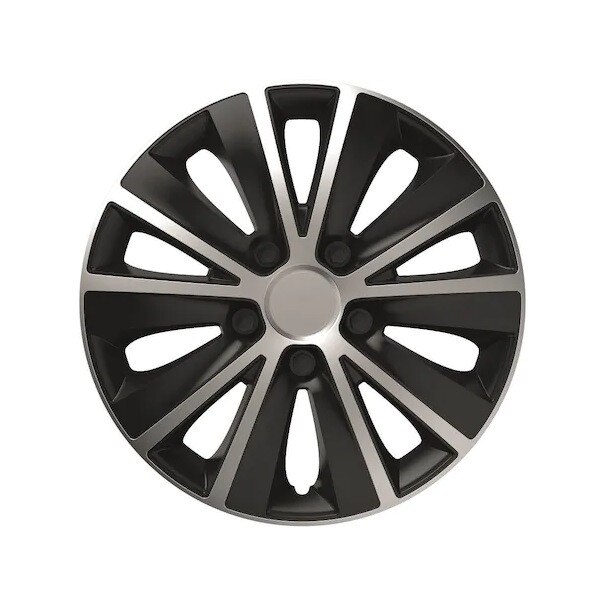 Set 4 capace pentru roti 15 FINE ART argint/negru