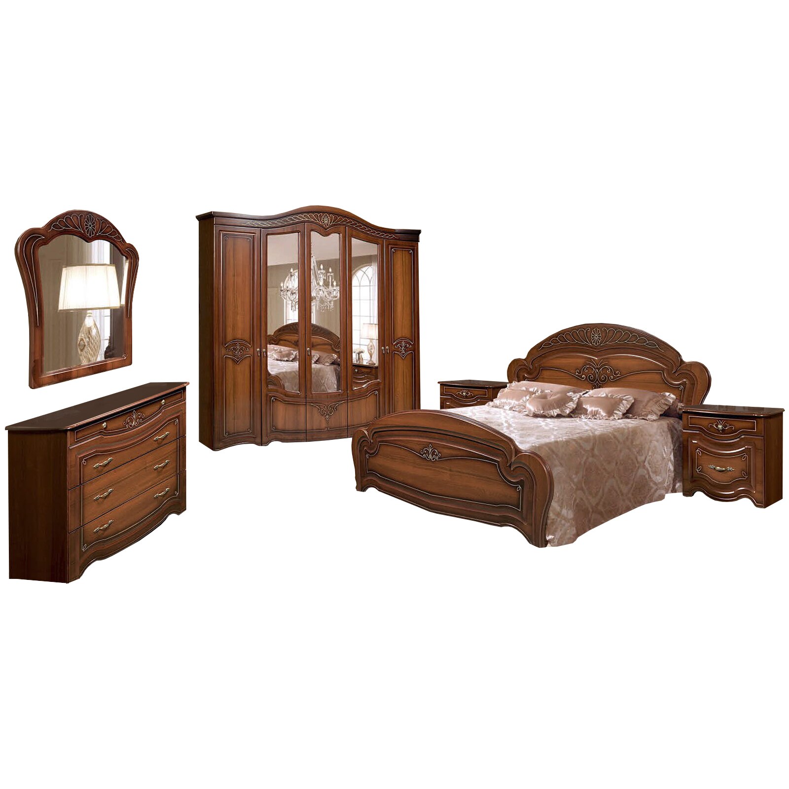 Set Dormitor Louise 5, 225x59x234cm, Nuc