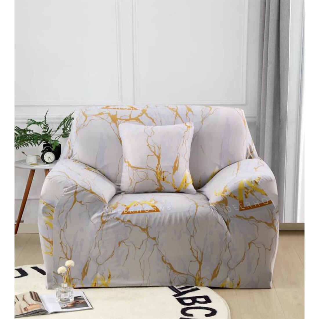 Husa Elastica Moderna pentru Fotoliu, Golden Triangles, HES1-19