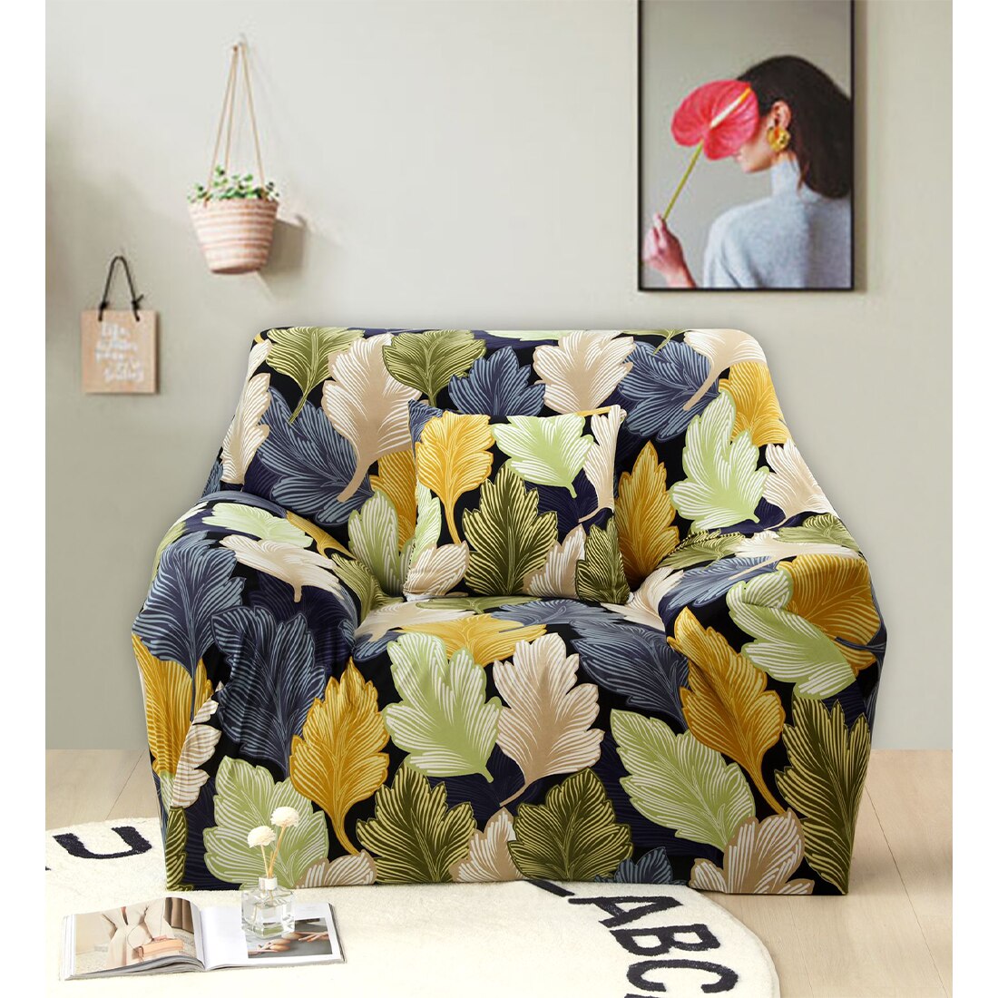 Husa Elastica Moderna pentru Fotoliu, Colored Leaves, HES1-24