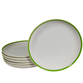 Set 6 farfurii desert, Cesiro, 20 cm, Alb Pur cu Linie Verde la Margine Set 6 farfurii desert, Cesiro, 20 cm, Alb Pur cu Linie Verde la Margine