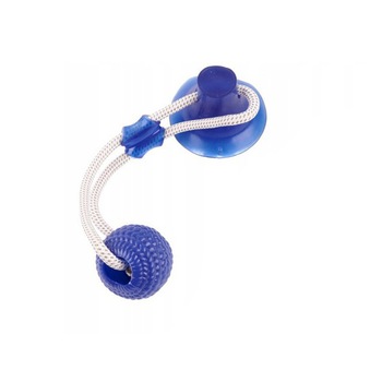 Jucarie pentru caini, Zola®, minge cu ventuza si sfoara, albastra, din plastic, 38 cm Jucarie pentru caini, Zola®, minge cu ventuza si sfoara, albastra, din plastic, 38 cm