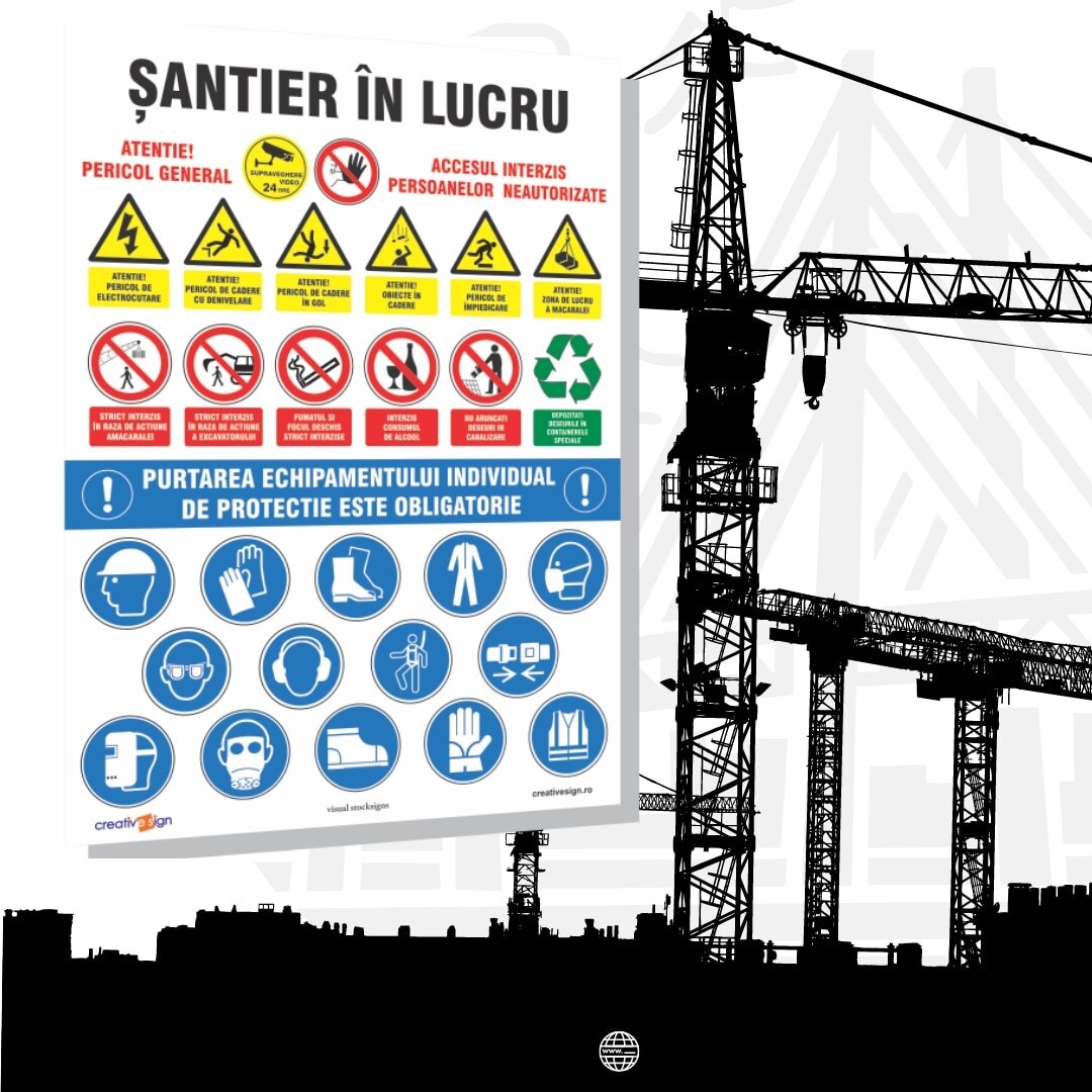 Santier In Lucru Banner Avertizare 130x180 Cm Emagro